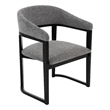 Cid Mary Dining Chair-Gray Fabric-Curved Black Solid Rubberwood Frame
