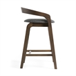 Cid Lenn Counter Stool Chair Set of 2-Gray Fabric-Curved Brown Rubberwood