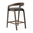 Cid Lenn Counter Stool Chair Set of 2-Gray Fabric-Curved Brown Rubberwood