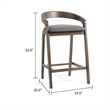 Cid Lenn Counter Stool Chair Set of 2-Gray Fabric-Curved Brown Rubberwood