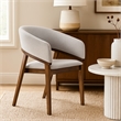Cid Naj Dining Chair-Gray Fabric Cushions-Curved Walnut Brown Rubberwood