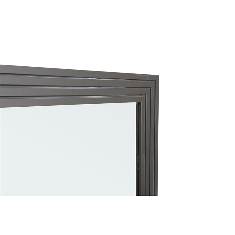 Cid Resu Dresser Mirror-Gray Slatted Frame-41 Inch-Engineered Wood