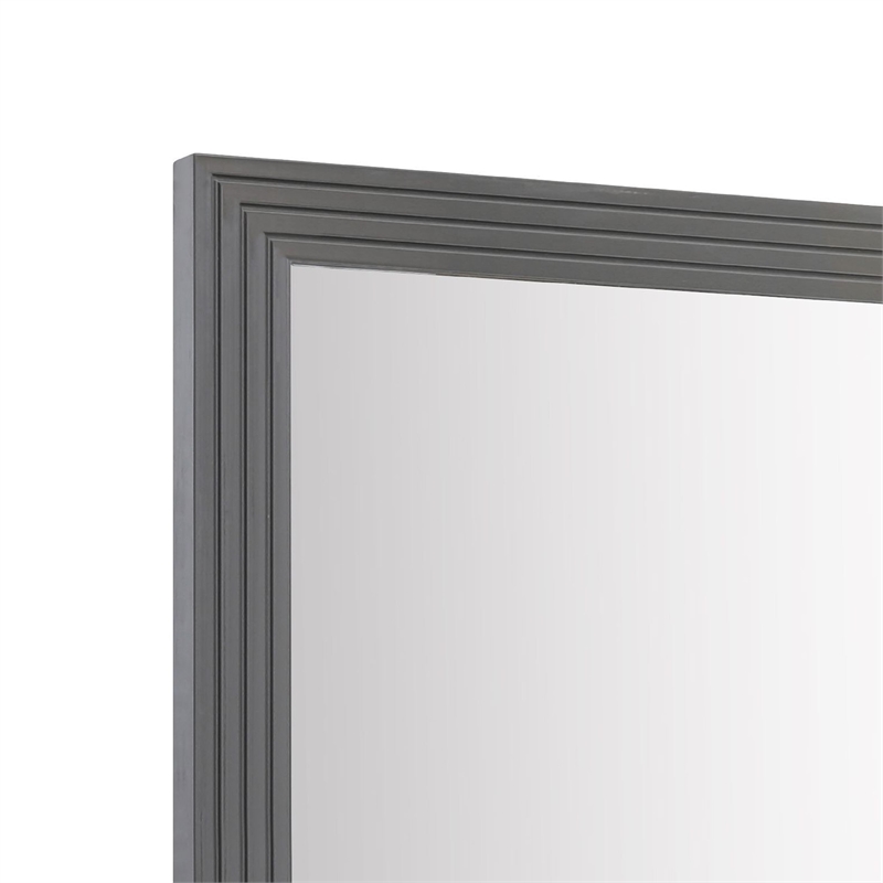 Cid Resu Dresser Mirror-Gray Slatted Frame-41 Inch-Engineered Wood
