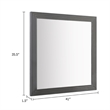 Cid Resu Dresser Mirror-Gray Slatted Frame-41 Inch-Engineered Wood