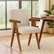 Cid Jose Dining Chair Set of 2-Beige Polyester-Walnut Brown Wood