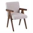 Cid Jose Dining Chair Set of 2-Beige Polyester-Walnut Brown Wood