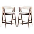Ebik Counter Stool Chair Set of 2-Walnut Brown Wood-Beige Boucle