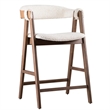 Ebik Counter Stool Chair Set of 2-Walnut Brown Wood-Beige Boucle