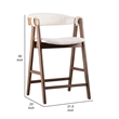 Ebik Counter Stool Chair Set of 2-Walnut Brown Wood-Beige Boucle