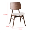 Narv Side Dining Chair Set of 2-Curved Panel Back-Walnut Brown Wood-Beige