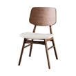 Narv Side Dining Chair Set of 2-Curved Panel Back-Walnut Brown Wood-Beige