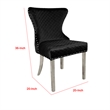 Anova Side Dining Chair Set of 2-Rivet Trim-Silver Stainless Steel-Black Fabric