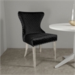 Anova Side Dining Chair Set of 2-Rivet Trim-Silver Stainless Steel-Black Fabric