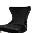 Anova Side Dining Chair Set of 2-Rivet Trim-Silver Stainless Steel-Black Fabric