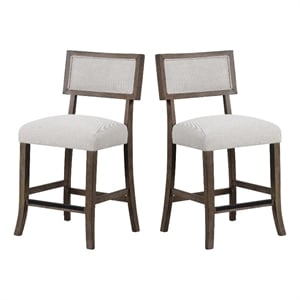 Asten Counter Stool Chair Set of 2-Dark Walnut Brown-Gray Seat