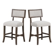 Asten Counter Stool Chair Set of 2-Dark Walnut Brown-Gray Seat