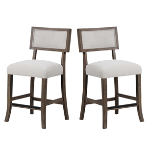 Asten Counter Stool Chair Set of 2-Dark Walnut Brown-Gray Seat