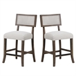 Asten Counter Stool Chair Set of 2-Dark Walnut Brown-Gray Seat
