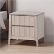 Vasu Nightstand-2 Drawers-White Wash Solid Rubberwood-21 Inch