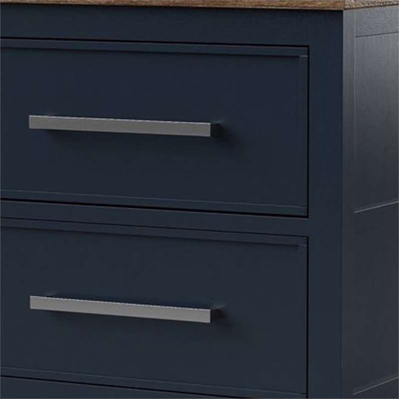 Tela Nightstand-2 Drawers-Metal Handles-25 Inch Blue Solid Pinewood