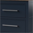 Tela Nightstand-2 Drawers-Metal Handles-25 Inch Blue Solid Pinewood