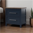 Tela Nightstand-2 Drawers-Metal Handles-25 Inch Blue Solid Pinewood