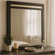 Yoki 41 Inch Dresser Mirror-Modern Glam Black with Gold Acrylic Accents