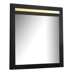 Yoki 41 Inch Dresser Mirror-Modern Glam Black with Gold Acrylic Accents