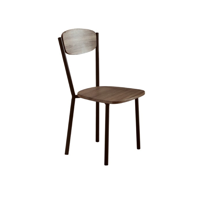 Jiho 5pc Dining Table and 4 Chairs Set-Graywash-Black Metal Base