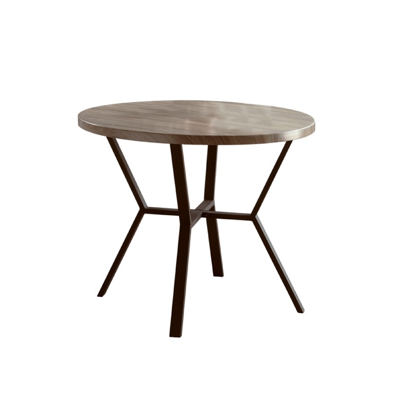 Jiho 5pc Dining Table and 4 Chairs Set-Graywash-Black Metal Base