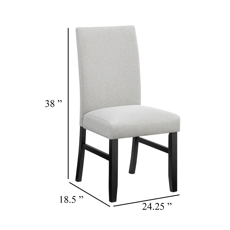 Riac Set of 2 Side Dining Chairs-Black Wood-Dove Gray Fabric Seat