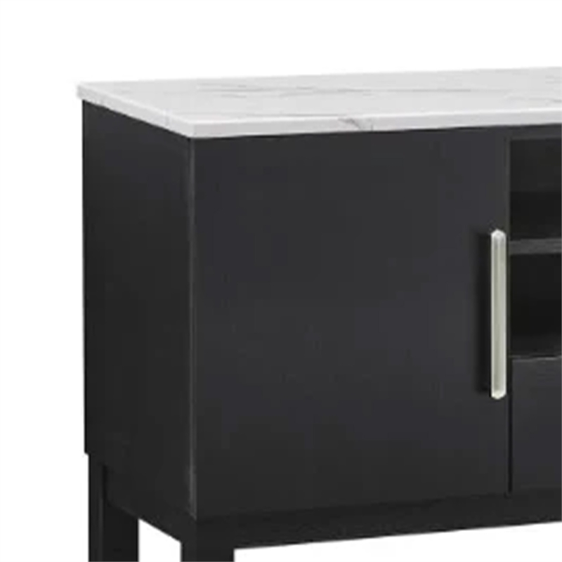 Amber Sideboard Buffet Server Cabinet-2 Cabinets and 2 Shelves-Black