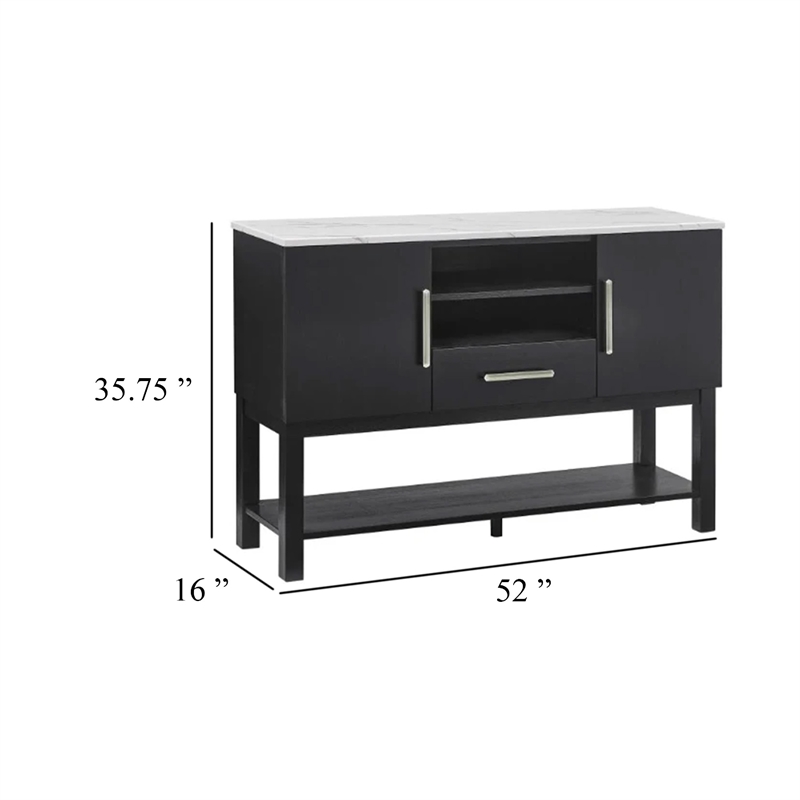 Amber Sideboard Buffet Server Cabinet-2 Cabinets and 2 Shelves-Black