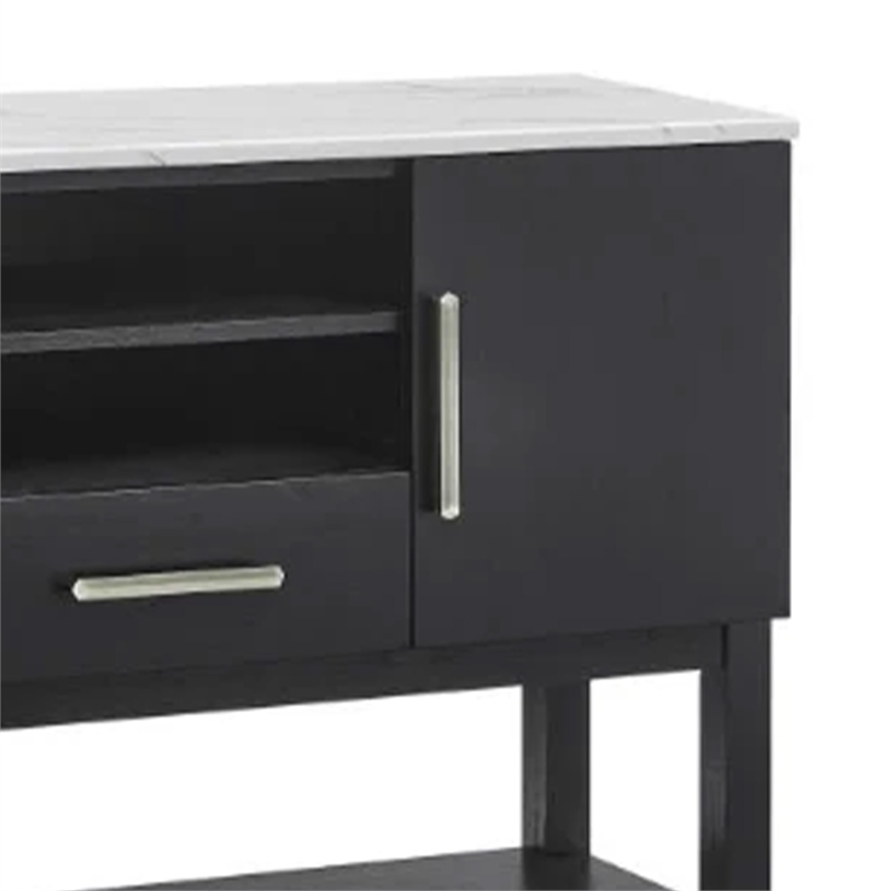 Amber Sideboard Buffet Server Cabinet-2 Cabinets and 2 Shelves-Black