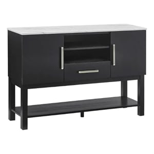 Amber Sideboard Buffet Server Cabinet-2 Cabinets and 2 Shelves-Black