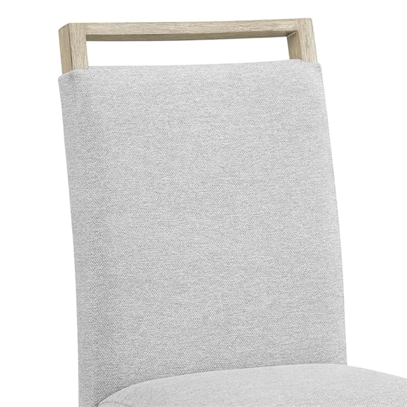 Koji Dining Chair Set of 2-Gray Fabric Padded Seat-Brown Wood Frame