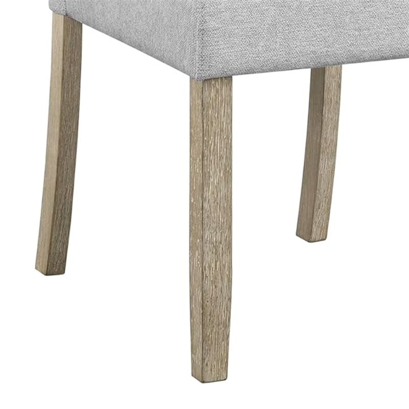 Koji Dining Chair Set of 2-Gray Fabric Padded Seat-Brown Wood Frame