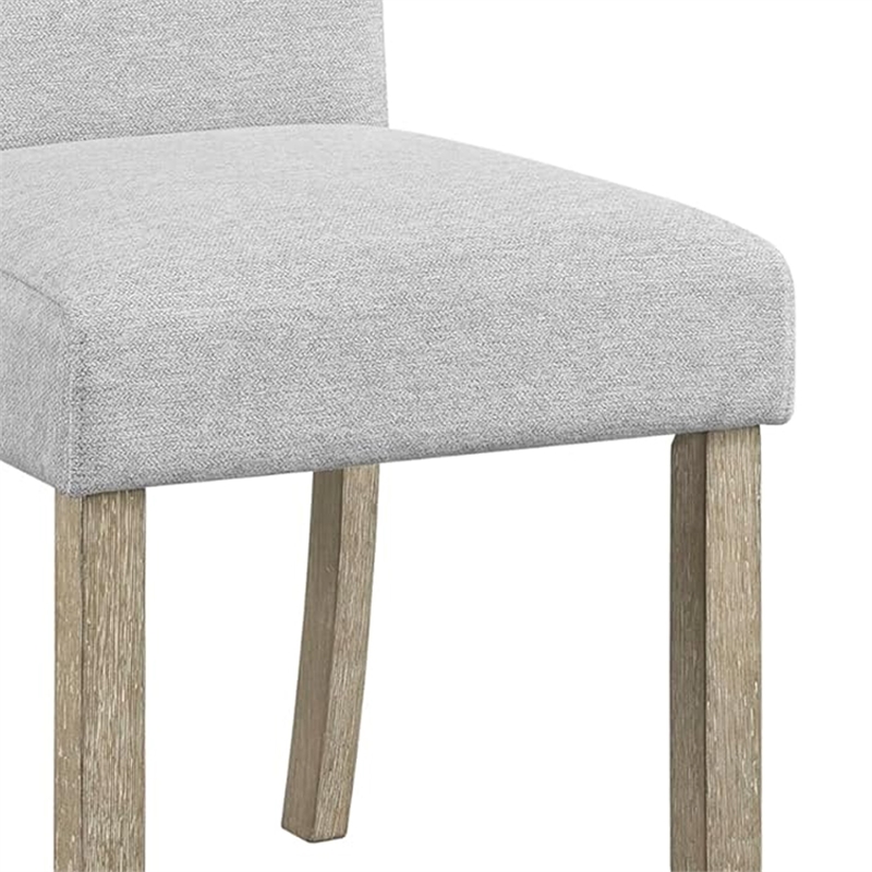 Koji Dining Chair Set of 2-Gray Fabric Padded Seat-Brown Wood Frame