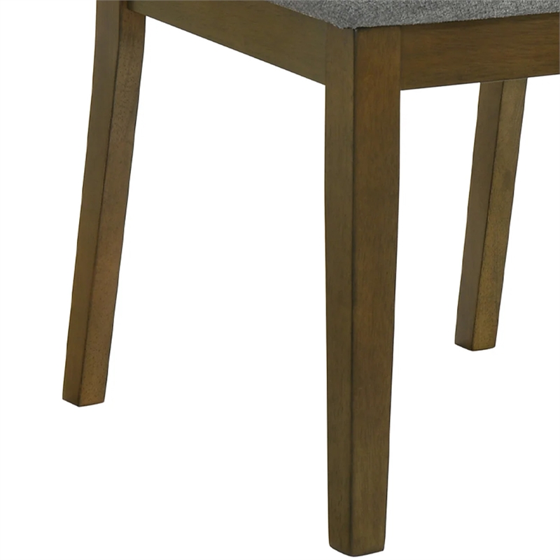 Lyoi Dining Chair Set of 2-Gray Padded Fabric Seat-Brown Wood Legs