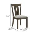 Omal Set of 2 Dining Chairs-Brown Wood Slatted Back-Gray Fabric Seat
