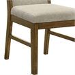 Liyo Set of 2 Side Dining Chairs-Brown Wood Frame-Beige Fabric Seating
