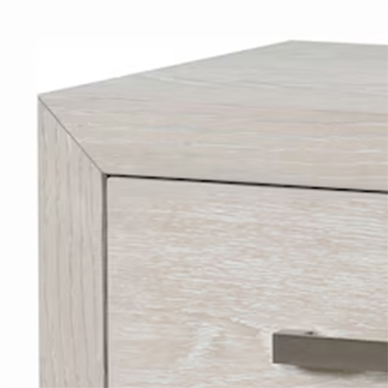 Kexa Nightstand-USB and LED-2 Drawers Chrome Handles-Light Gray