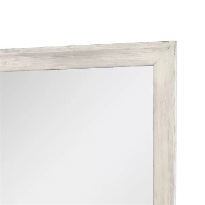 Dresser Mirror-Antique White Poplar Wood Frame-Square 40 Inch
