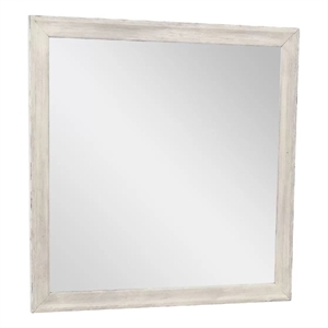 Dresser Mirror-Antique White Poplar Wood Frame-Square 40 Inch