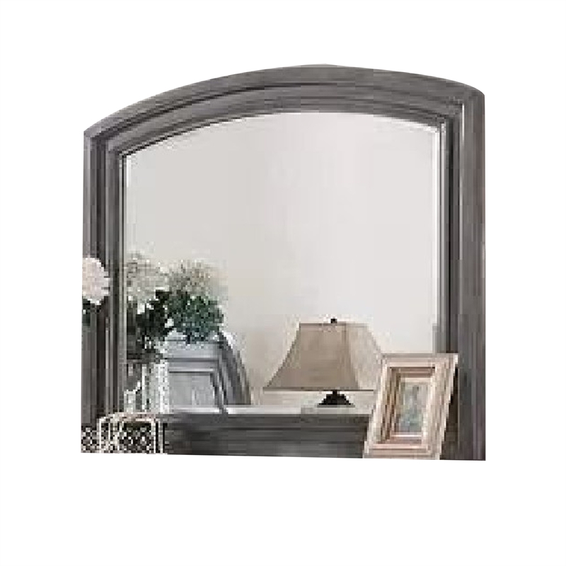 Dresser Mirror-Gray Pine Wood Frame-Farmhouse Carved Details 36x42