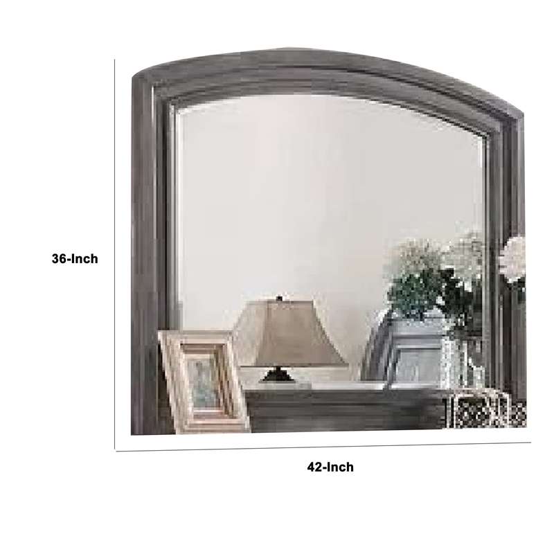 Dresser Mirror-Gray Pine Wood Frame-Farmhouse Carved Details 36x42