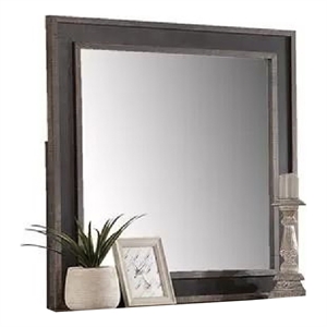Dresser Mirror-Rustic Brown and Charcoal Gray Wood Frame-36 Inch