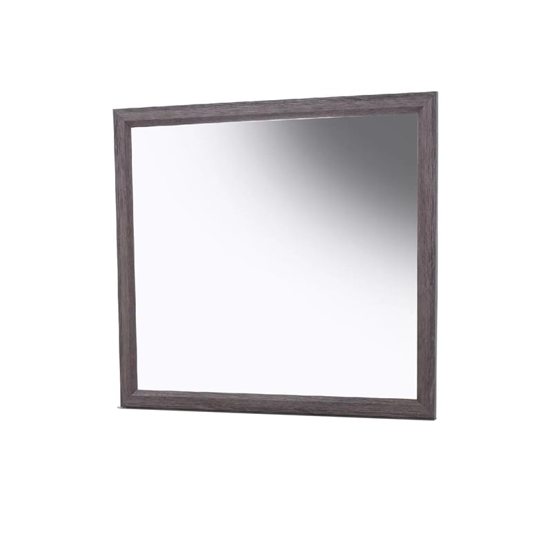 Dresser Mirror-Foil Gray Solid Wood-35x39 Broad Frame Design