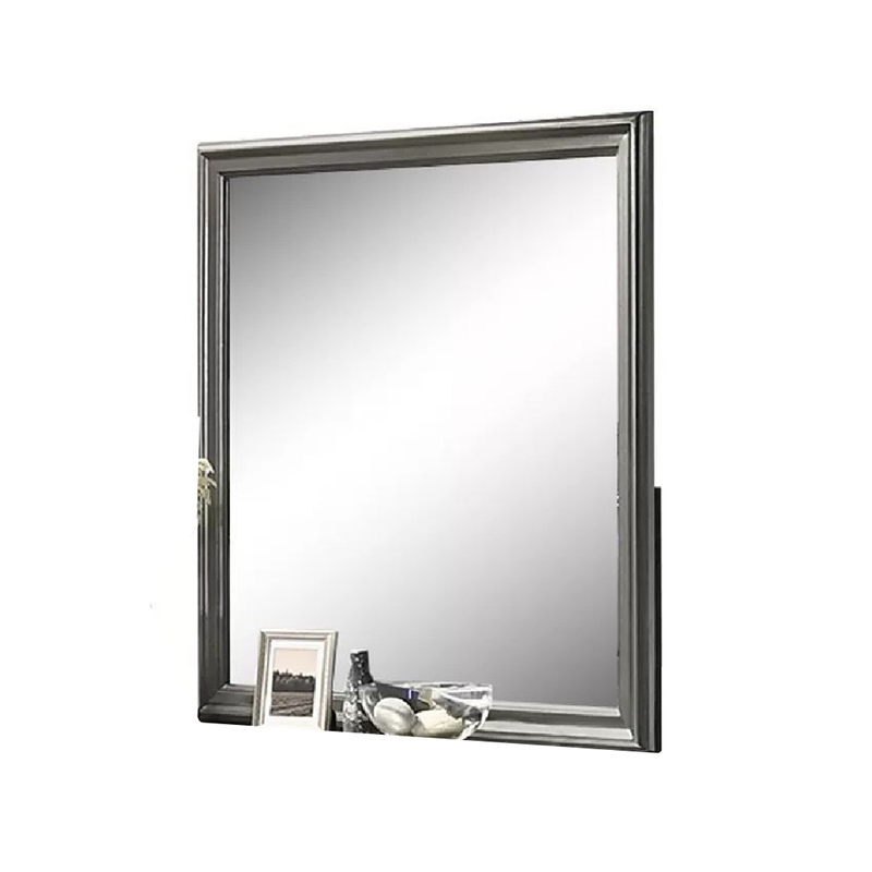 Modern Dresser Mirror-Dark Gray-Square 38 Inch Solid Wood Frame