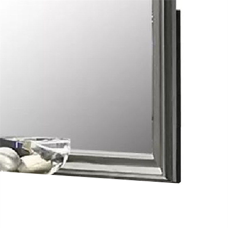 Modern Dresser Mirror-Dark Gray-Square 38 Inch Solid Wood Frame